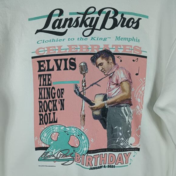 Elvis Presley Lansky Bros Sweatshirt Women Large White Memphis 2025 Graphic - Picture 4 of 7